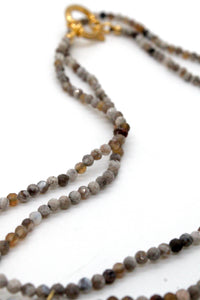 Long Buddha on Faceted Agate Beaded Necklace NL-AG-AWB1 -The Buddha Collection-