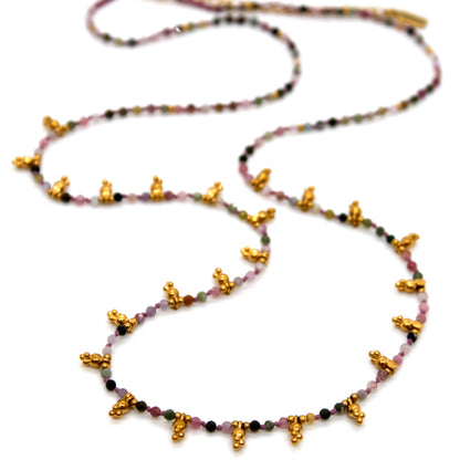 Tourmaline and Mini Gold Specks Necklace - N2-2763F