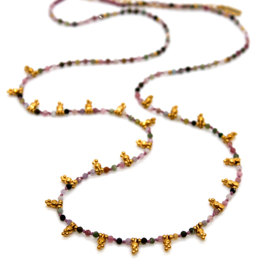 Tourmaline and Mini Gold Specks Necklace - N2-2763F