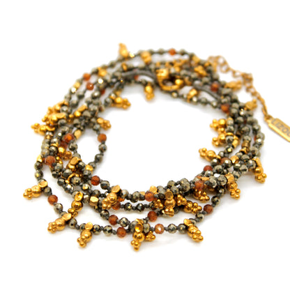 Pyrite and Mini Gold Specks Long Necklace - N2-2764B