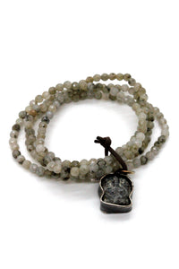 Faceted Labradorite Stack Bracelet with Ganesh Charm BL-Alva-3G1 -The Buddha Collection-