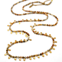 Load image into Gallery viewer, Crazy Agate and Mini Gold Specks Long Necklace - N2-2764E
