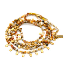 Load image into Gallery viewer, Crazy Agate and Mini Gold Specks Long Necklace - N2-2764E
