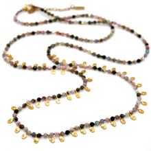 Load image into Gallery viewer, Tourmaline and Mini Gold Specks Long Necklace - N2-2764F
