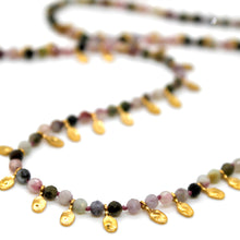 Load image into Gallery viewer, Tourmaline and Mini Gold Specks Long Necklace - N2-2764F
