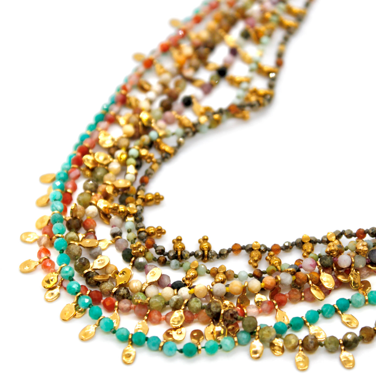 Amazonite and Mini Gold Specks Long Necklace - N2-2764C