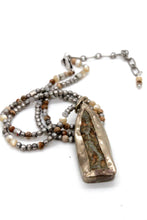 Load image into Gallery viewer, Short Beaded Stone Necklace with Reversible Buddha Charm NS-JMOP-LB -The Buddha Collection-
