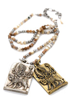 Load image into Gallery viewer, Stone and Metal Mix Short Necklace with Durga Charm NS-JMOP-L -The Buddha Collection-
