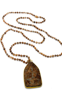 Hand Knotted Jasper Necklace with Large Buddha Charm NL-KJP-GBB -The Buddha Collection-