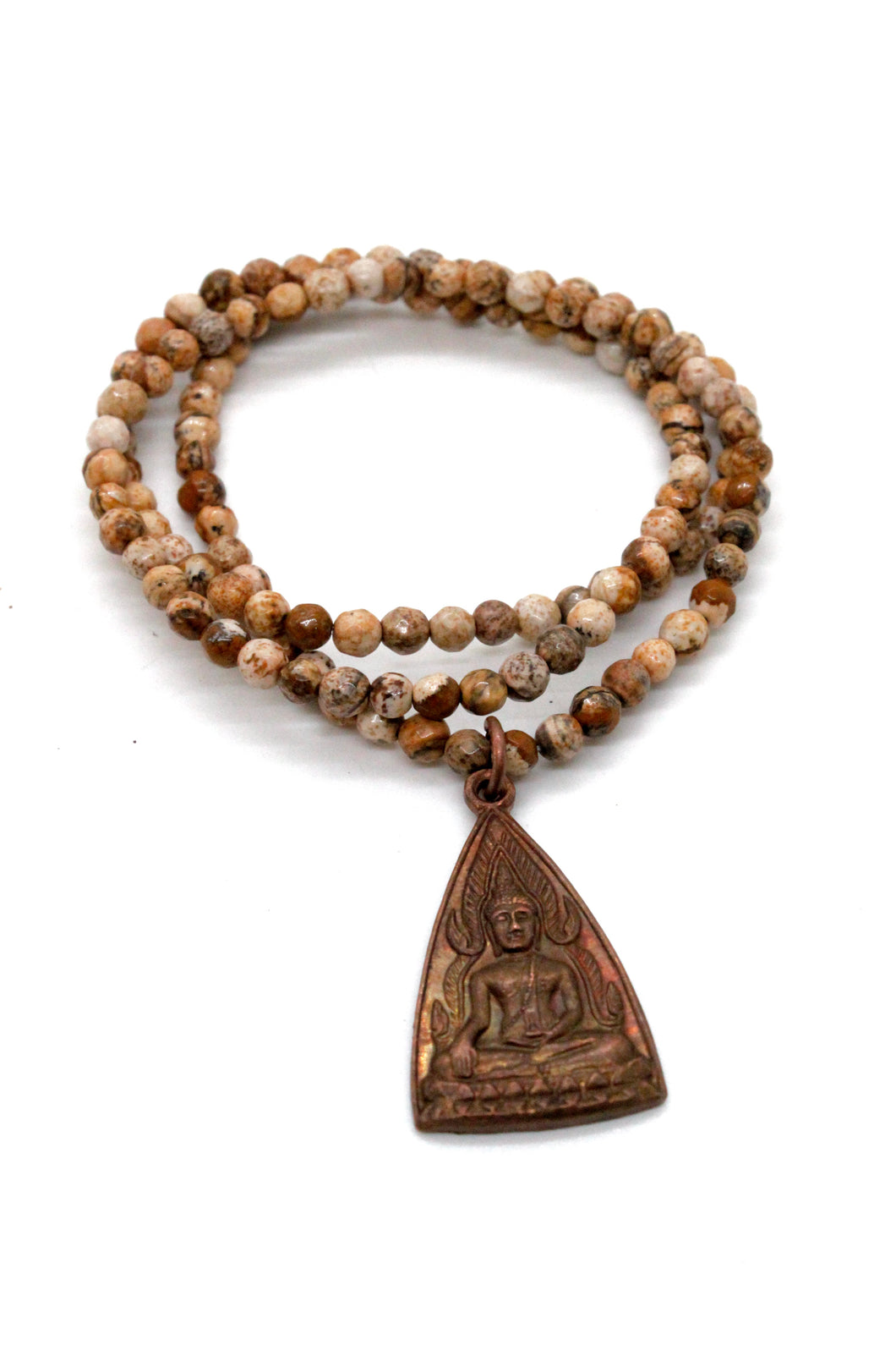 Jasper Stretch Bracelet or Necklace with Reversible Copper Buddha NS-JP-CB1 -The Buddha Collection-