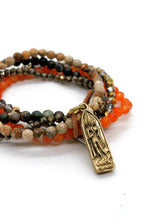 Load image into Gallery viewer, Stone and Crystal Mix Stretch Mini Gold Buddha Bracelet BL-Mud-MGB -The Buddha Collection-
