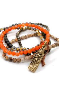 Stone and Crystal Mix Stretch Mini Gold Buddha Bracelet BL-Mud-MGB -The Buddha Collection-