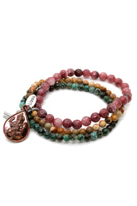 Stone Mix Stretch Bracelet with mini Ganesh Charm BL-4016-3G1C -The Buddha Collection