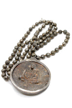 Load image into Gallery viewer, Hand Knotted Pyrite Necklace with Large Reversible Buddha NL-PY-B118 -The Buddha Collection-
