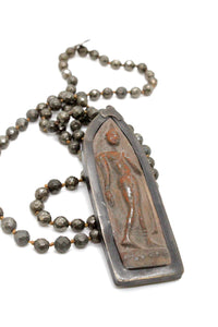 Hand Knotted Pyrite Necklace with Large Buddha Charm NL-PY-B120 -The Buddha Collection-