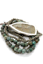 Load image into Gallery viewer, Pyrite and African Turquoise Stretch Bracelet with Large Buddha Charm BL-Eve-BB -The Buddha Collection-
