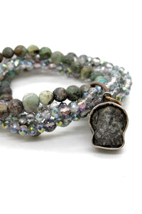 Crystal and African Turquoise Bracelet with Ganesh Charm BL-Drizzle-3G1 -The Buddha Collection-