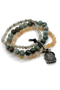 Stone Bracelet with Ganesh Charm BL-4005-3G1 -The Buddha Collection-