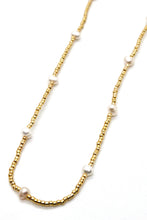 Load image into Gallery viewer, Short Freshwater Pearl and Gold Seed Bead Necklace -Seeds Collection- N8-020
