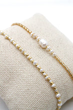 Load image into Gallery viewer, Mini Freshwater Pearl ad Gold Seed Bead Adjustable Bracelet -Seeds Collection- B8-008
