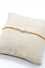 Load image into Gallery viewer, Mini Freshwater Pearl ad Gold Seed Bead Adjustable Bracelet -Seeds Collection- B8-008
