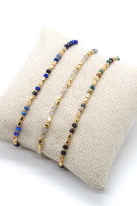 Mini Delicate Gold Plate Beads with Semi Precious Stone -Seeds Collection- B8-012