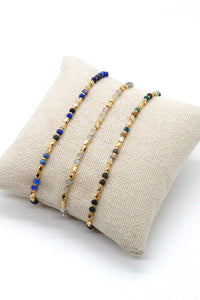Mini Delicate Gold Plate Beads with Semi Precious Stone -Seeds Collection- B8-012