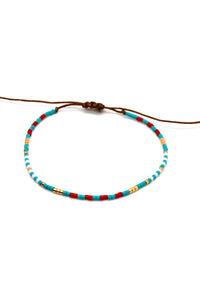 Miyuki Seed Bead Single Bracelet Turquoise and White -Seeds Collection- B8-017