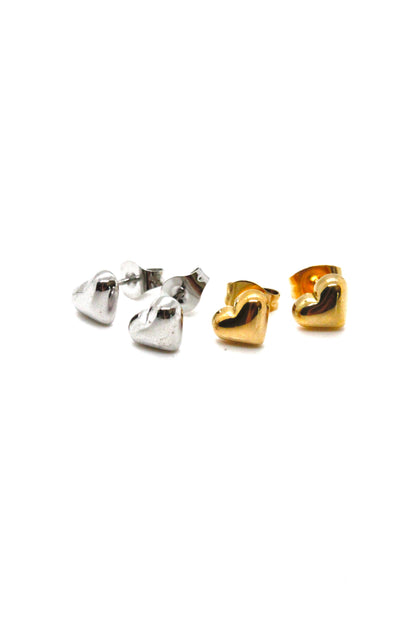 Mini Puff Heart Stud Earrings -Tiny Collection- E3-006