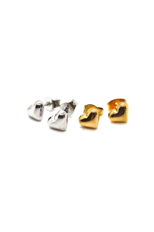 Mini Puff Heart Stud Earrings -Tiny Collection- E3-006