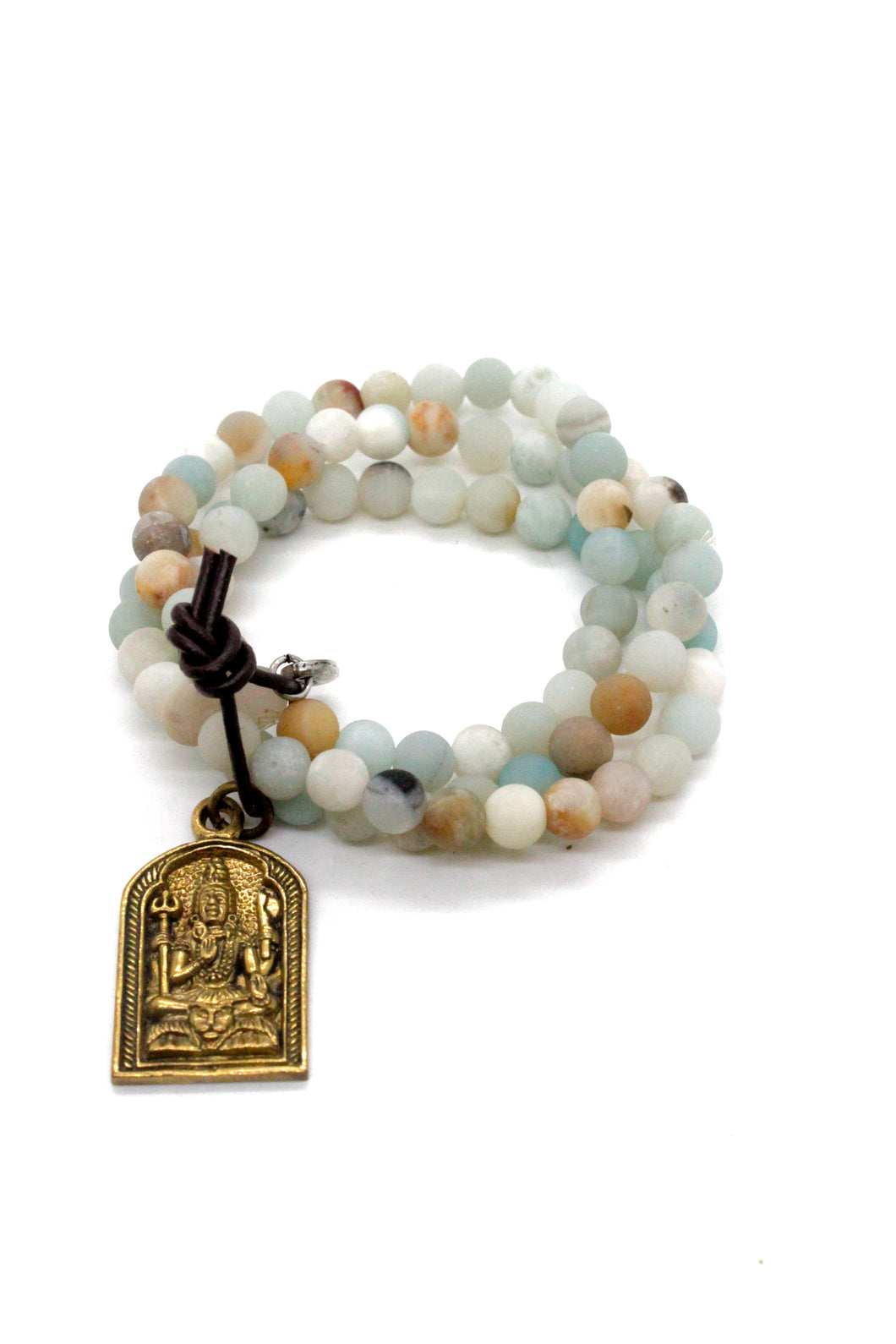 Amazonite Stretch Bracelet with Shiva Charm BL-AZ-G -The Buddha Collection-