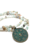 Load image into Gallery viewer, Stretch Amazonite Necklace or Bracelet with Buddha Disc Charm NS-AZ-GrB2 -The Buddha Collection-
