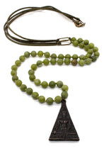 Load image into Gallery viewer, Hand Knotted Agate and Leather Necklace with Reversible Black Buddha Charm NL-AGL-BkTB -The Buddha Collection-
