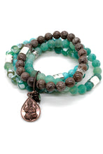 Load image into Gallery viewer, Stone Stretch Stack Bracelet with Copper Ganesh Charm BL-M18-3G1C -The Buddha Collection-
