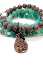 Load image into Gallery viewer, Stone Stretch Stack Bracelet with Copper Ganesh Charm BL-M18-3G1C -The Buddha Collection-
