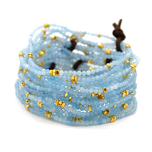 Load image into Gallery viewer, Luxury Mini Faceted Aquamarine Stone Bracelet - BC-603
