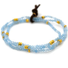 Load image into Gallery viewer, Luxury Mini Faceted Aquamarine Stone Bracelet - BC-603
