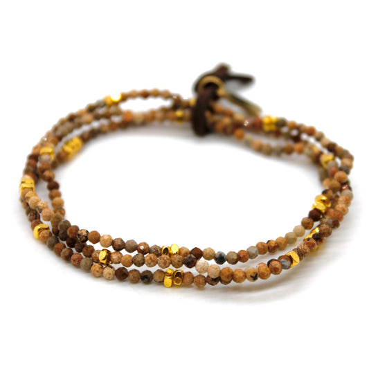 Luxury Mini Faceted Picture Jasper Stone Bracelet - BC-606