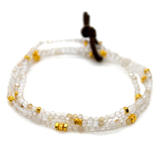 Luxury Mini Faceted Gold Rutilated Quartz Bracelet - BC-612