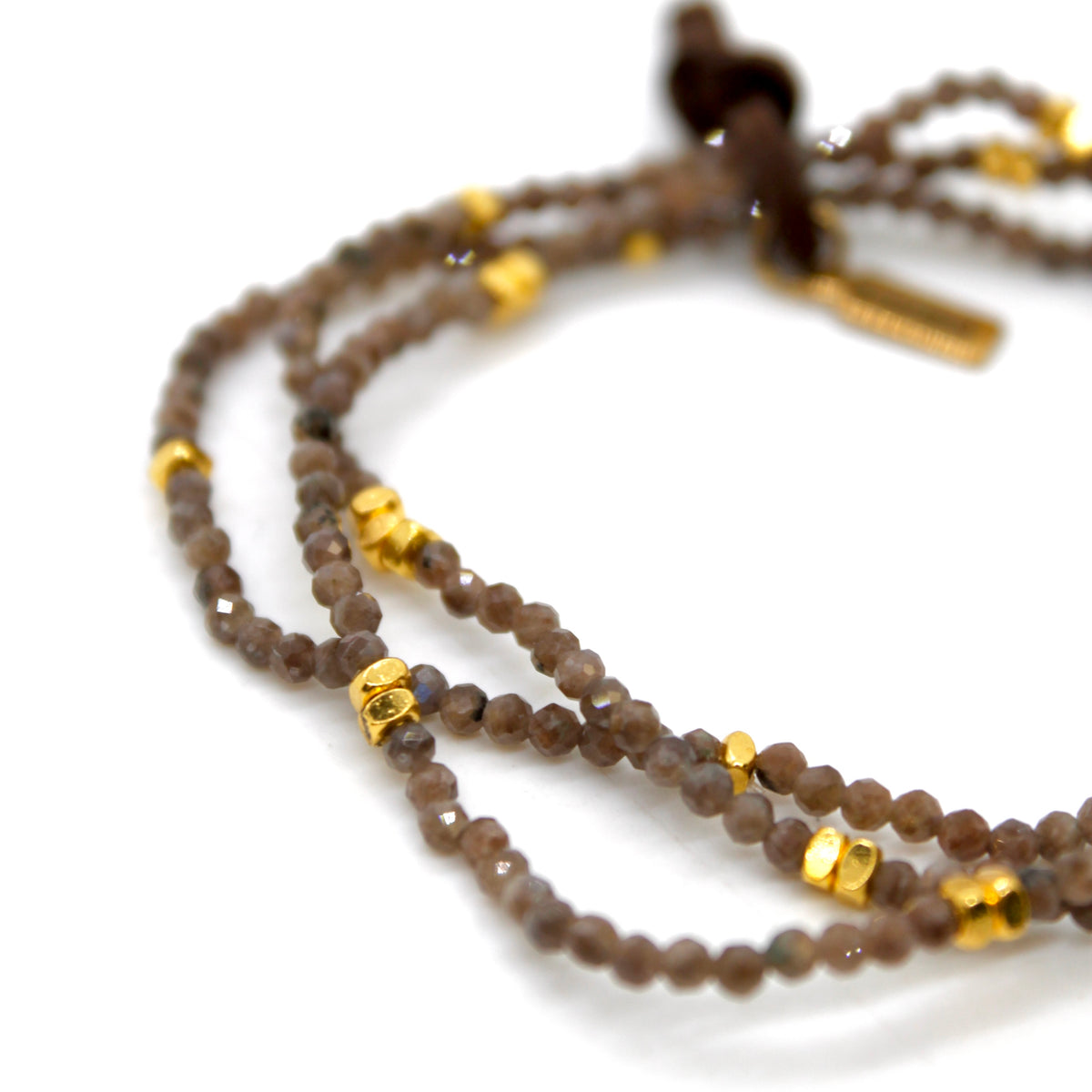 Luxury Mini Faceted Coffee Labradorite Stone Bracelet - BC-618