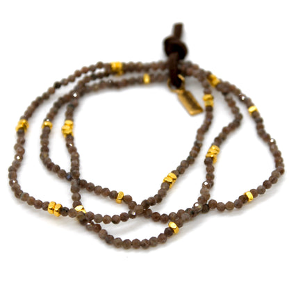 Luxury Mini Faceted Coffee Labradorite Stone Bracelet - BC-618