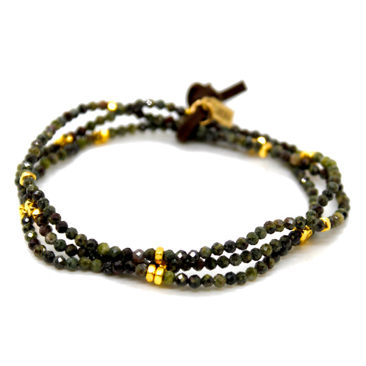 Luxury Mini Faceted Dragon's Blood Jasper Stone Bracelet - BC-619