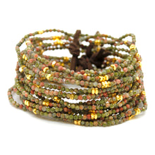Load image into Gallery viewer, Luxury Mini Faceted Unakite Stone Bracelet - BC-620
