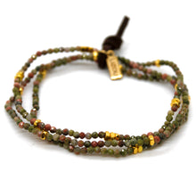 Load image into Gallery viewer, Luxury Mini Faceted Unakite Stone Bracelet - BC-620
