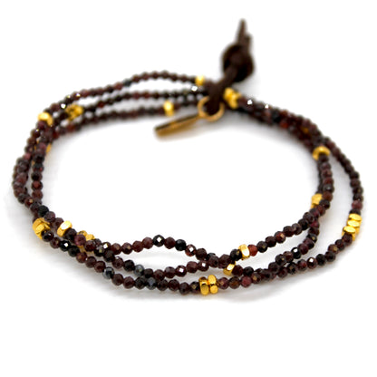 Luxury Mini Faceted Garnet Stone Bracelet - BC-624