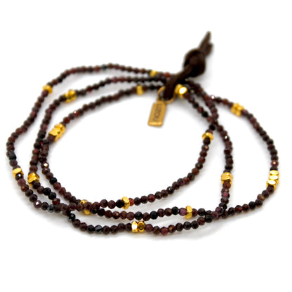 Luxury Mini Faceted Garnet Stone Bracelet - BC-624