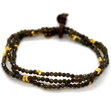 Load image into Gallery viewer, Luxury Mini Faceted Gold Obsidian Stone Bracelet - BC-626

