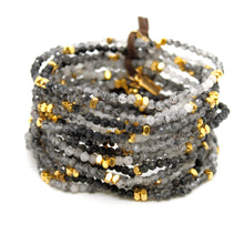 Load image into Gallery viewer, Luxury Mini Faceted Gradient Black Quartz Stone Bracelet - BC-628
