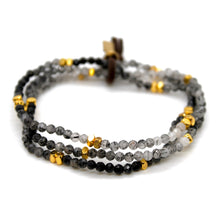 Load image into Gallery viewer, Luxury Mini Faceted Gradient Black Quartz Stone Bracelet - BC-628
