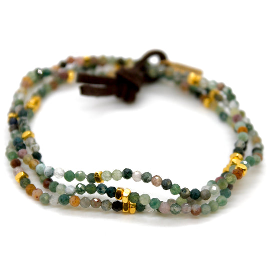 Luxury Mini Faceted Indian Agate Stone Bracelet - BC-632